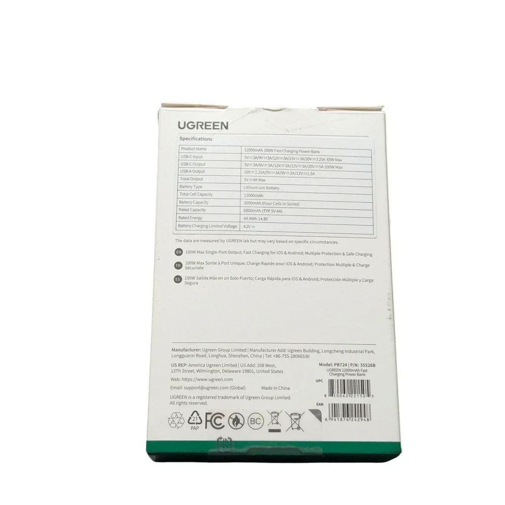 Qq6O UGREEN - Nexode 100W 12000mAh Fast Charge Power‎ Bank with Smart Display OB